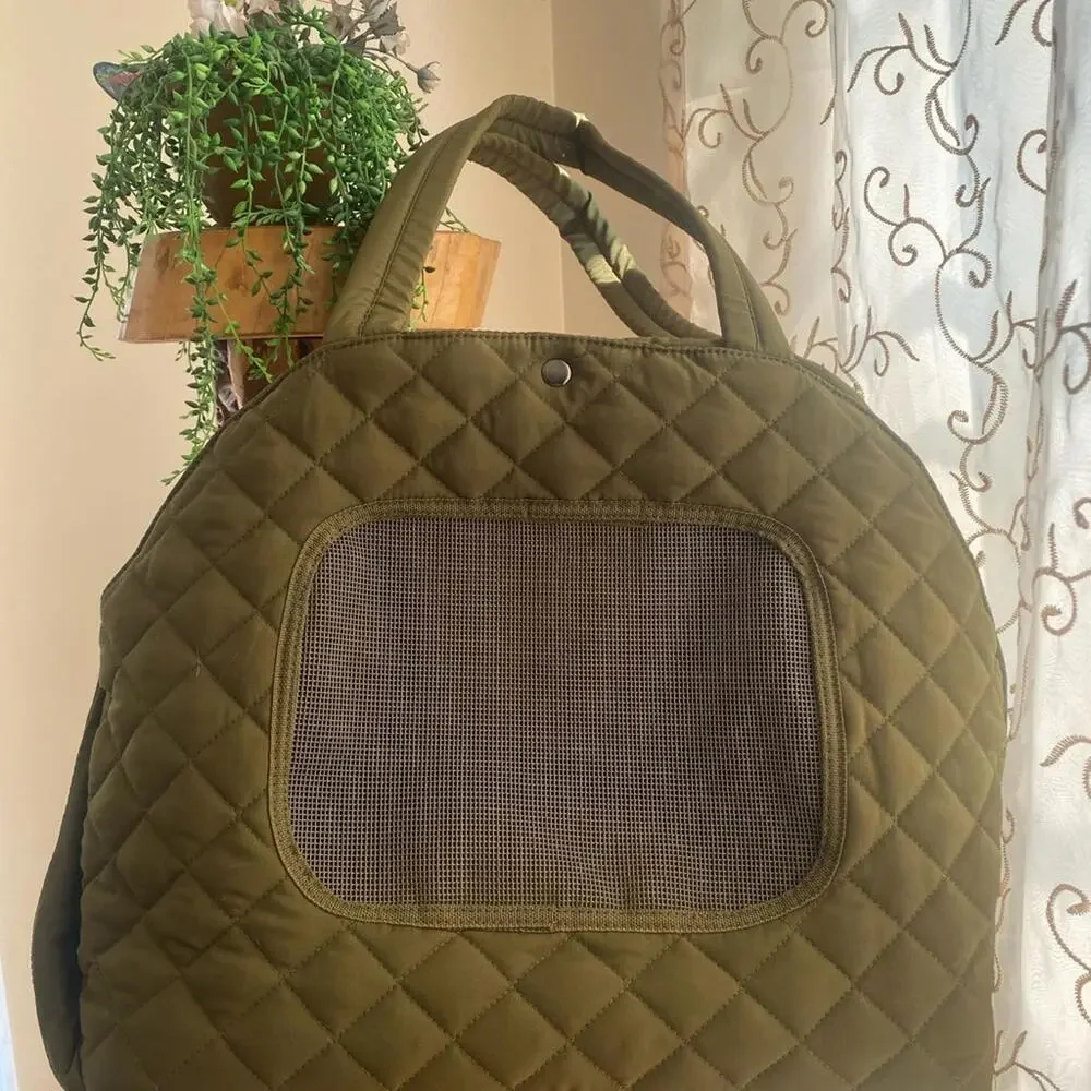 Quilted Pet Carrier - Olive Green